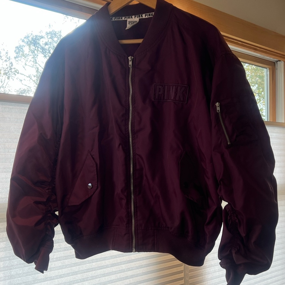 Victoria's Secret PINK Deep Burgundy Bomber Jacket